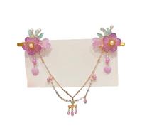 DuomaiJJ Children'S Hair Accessories Pack Of 2 Chinese Style Headdress For Girls Pearl Butterfly Flower Forehead Chain Hairpin Children-8