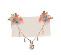 DuomaiJJ Children'S Hair Accessories Pack Of 2 Chinese Style Headdress For Girls Pearl Butterfly Flower Forehead Chain Hairpin Children-7