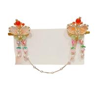 DuomaiJJ Children'S Hair Accessories Pack Of 2 Chinese Style Headdress For Girls Pearl Butterfly Flower Forehead Chain Hairpin Children-1