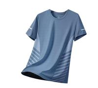 DuomaiJJ Compression Shirt Men Short-Sleeved T-Shirt Men's Summer Ice Silk Thin Quick-Drying Mesh Sports Fitness Half-Sleeved Top-Blue-l