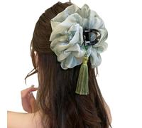 DuomaiJJ Hair Claw Clips 2-pack Cloud Bubble Big Clip Versatile Simple Tassel Back Of The Head Clip-green