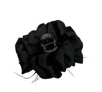 DuomaiJJ Hair Claw Clips 2-pack Satin Feather Clip For Women Elegant Half-tied Updo Accessory-black