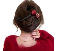 DuomaiJJ Hair Claw Clips 2-pack Women's Back Of Head Bun Hairpin Red Flower Hairpin-3