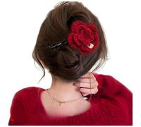 DuomaiJJ Hair Claw Clips 2-pack Women's Back Of Head Bun Hairpin Red Flower Hairpin-7