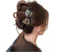 DuomaiJJ Hair Claw Clips 2-pack Women's Bow Hairpin For The Back Of Head Autumn And Winter-green Coffee Color