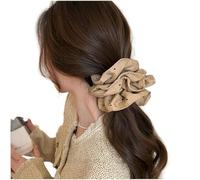 DuomaiJJ Hair Scrunchies Pack Of 2 Pleated Polka Dot Large Intestine Band For Women In Autumn Winter Bun And Ponytail-coffee Color