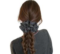 DuomaiJJ Hair Scrunchies Pack Of 2 Pleated Polka Dot Large Intestine Band For Women In Autumn Winter Bun And Ponytail-gray Blue
