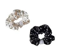 DuomaiJJ Hair Scrunchies Pack Of 4 Elegant Pearl Satin Polka Dot Black And White Hairband-color Mixing