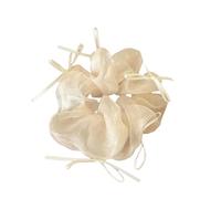 DuomaiJJ Hair Scrunchies Pack Of 4 Mesh Ribbon Bow Ring Rubber Band Headband Ball Head Ornament-beige