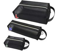 DuomaiJJ Makeup Bag Black Mesh Cosmetic Bags Men Women Solid Small Large Travel Portable Makeup Organizer Storage Pouch-black-3pcs S-m-l