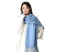 DuomaiJJ Scarf For Women Solid Color Chunky Boucle Yarn Plus Student Neck Warmer Windproof-light Blue-210 * 40cm