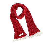 DuomaiJJ Scarf For Women Winter Women's Warm Lace Knitted Cable Knit Neck Warmer-red-one Size Fits All