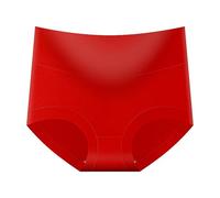 DuomaiJJ Seamless Knickers For Women 3 Pairs Hip-wrapped Women's Skin-friendly Cotton High Waist Tummy-controlling Underwear-red-m