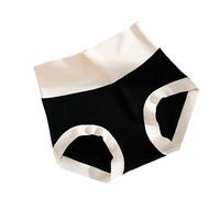 DuomaiJJ Seamless Knickers For Women 3 Pairs Hip-wrapped Women's Skin-friendly Cotton High Waist Tummy-controlling Underwear-black-l