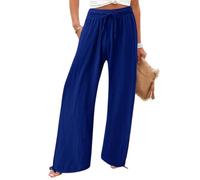 DuomaiJJ Trousers Womens Solid-Color Wide-Leg with an Elastic Waistband
