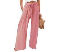 DuomaiJJ Trousers Womens Solid-Color Wide-Leg with an Elastic Waistband
