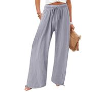 DuomaiJJ Trousers Womens Solid-Color Wide-Leg with an Elastic Waistband