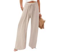 DuomaiJJ Trousers Womens Solid-Color Wide-Leg with an Elastic Waistband