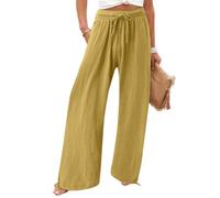 DuomaiJJ Trousers Womens Solid-Color Wide-Leg with an Elastic Waistband