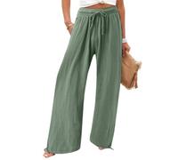 DuomaiJJ Trousers Womens Solid-Color Wide-Leg with an Elastic Waistband