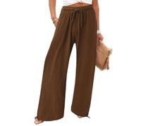 DuomaiJJ Trousers Womens Solid-Color Wide-Leg with an Elastic Waistband