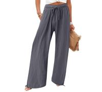 DuomaiJJ Trousers Womens Solid-Color Wide-Leg with an Elastic Waistband