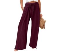 DuomaiJJ Trousers Womens Solid-Color Wide-Leg with an Elastic Waistband
