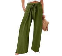 DuomaiJJ Trousers Womens Solid-Color Wide-Leg with an Elastic Waistband