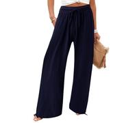 DuomaiJJ Trousers Womens Solid-Color Wide-Leg with an Elastic Waistband