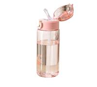 DuomaiJJ Water Bottle Soft Straw Cup Adult Scale With Gravity Ball High-value Cup-pink-650ml
