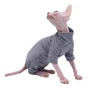 DUOMASUMI Cat Striped Cotton Stretch Comfortable Shirt for Sphynx, Devon Rex, Cornish Rex and Small Cats (X-Large)