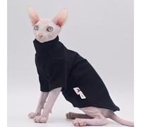 DUOMASUMI Sphynx Cat Clothes Self-Heating Warm Thermal Underwear for Hairless Cats, Kittens and Small Dogs (Black-L)