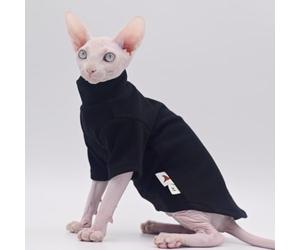 DUOMASUMI Sphynx Cat Clothes Self-Heating Warm Thermal Underwear for Hairless Cats, Kittens and Small Dogs (Black-L)