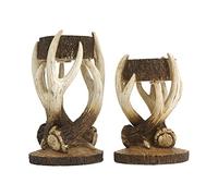Duomiacasa Antler Deer Candle Holders, Wildlife Elk Votive Tealight Holder,Rustic Home Decor,Cabin Log Decoration Set of 2