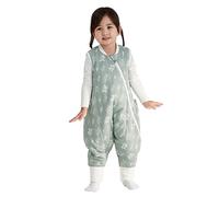 Duomiaomiao Baby Sleeping Bag 2.5 TOG, 100% Cotton Sleeping Bag with Legs Warm Baby Sleeping Bag with Feet for 36-48 Months Toddler Sleeping Bag, Green Leaves