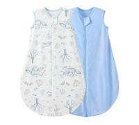 Duomiaomiao Baby Sleeping Bag 2 Pack 0.5 Tog Sleep Sack, Baby Summer Sleeping Bag 100% Cotton Baby Wearable Blanket Unisex Toddler Newborn Sleep Bag 0-6 Months, Bunny&Foxes