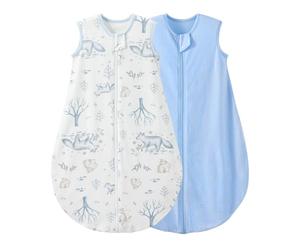 Duomiaomiao Baby Sleeping Bag 2 Pack 0.5 Tog Sleep Sack, Baby Summer Sleeping Bag 100% Cotton Baby Wearable Blanket Unisex Toddler Newborn Sleep Bag 0-6 Months, Bunny&Foxes