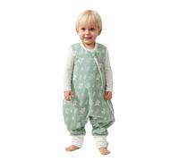 Duomiaomiao Sleeping Bag with Feet, 100% Cotton 1.5 Tog Sleeping Bag Baby Toddler Sleeping Bag with Legs for 6-12 Months Boys Girls, Green
