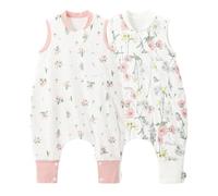 Duomiaomiao Sleeping Bag with Legs, 100% Cotton 0.5 Tog Summer Baby Sleep Bag Toddler Sleeping Sack with Feet for 3-4 Years Boys Girls 2 Pack, Pink Flowers
