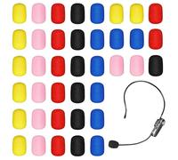 Duomilee 40 Pieces Mini Size Lavalier Microphones Foam Covers Microphone Windscreen Headset Mic Covers Foam Protection for Small Lapel,5 Colors,Stable Noise Reduction