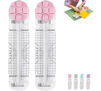 Duomiluo 4 in 1 Paper Cutter, Duomiluo 4 Style Multi-Function Trimmer, with Straight, Wave, Creasing Blades for Craft Paper, Cardstock, Label, Photo, Postcard (Pink*2pcs)