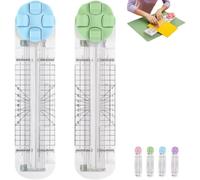 Duomiluo 4 in 1 Paper Cutter, Duomiluo 4 Style Multi-Function Trimmer, with Straight, Wave, Creasing Blades for Craft Paper, Cardstock, Label, Photo, Postcard (Blue*1pcs+Green*1pcs)