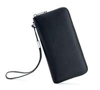 DUOMIYX Long Wallet Women Stylish Pebbled Leather Long Wallet Large Capacity Zipper Clutch With Detachable Wristlet