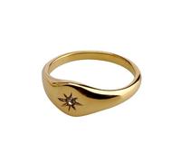 DUOMIYX Rings Simple Golden Ring All-Match Engraved Pinky Ring For Men And Women-Gold-8