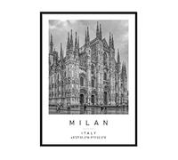 Duomo, Milan Travel Print Milan Wall art Black and white Poster A4 Print only 21 X 29.7cm (8.3x11.7inch)