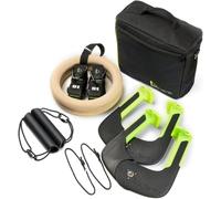 Duonamic Eleviia Ultimate Pull Up Bar Travel Package: 9-Piece Kit Includes The Original Eleviia Pull Up Handles - Doorway Pullup Bar - Wooden Rings with Adjustable Straps for Calisthenics & Gymnasts