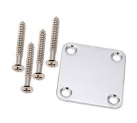 Duontyye 1 Set Electric Guitar Neck Plate with Screws for Strat Tele Guitar Precision,Jazz Bass Replacement, Chrome
