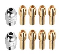 Duontyye 10Pcs Brass Collet for,Replacement 4485 Quick Change Rotary Drill Nut Tool Set 0.8/1.2/1.5/1.8/2.0/2.4/3.0/3.2mm