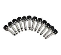 Duontyye 12Pcs DIY Strait Audio Solderless 6.35 Mono Plug Guitar Effect Connector Chrome Black