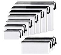 Duontyye 18Pcs Mesh Zipper Pouch Document Bag, 8 Assorted Size, Waterproof Plastic Zip File Folders, Multipurpose for Office,Home